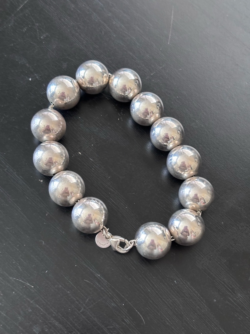 Tiffany & Co Sterling Silver 15mm Ball Bracelet - 8 inches long